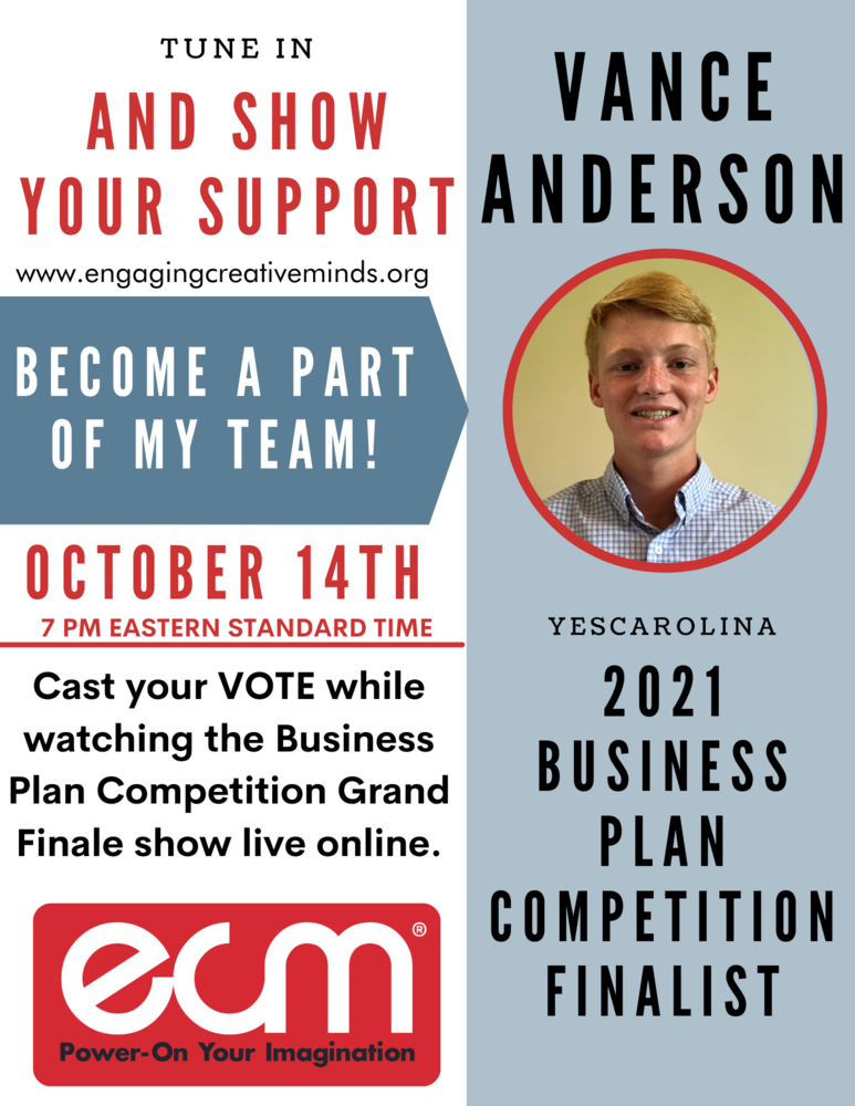 Flyer for Vance Anderson