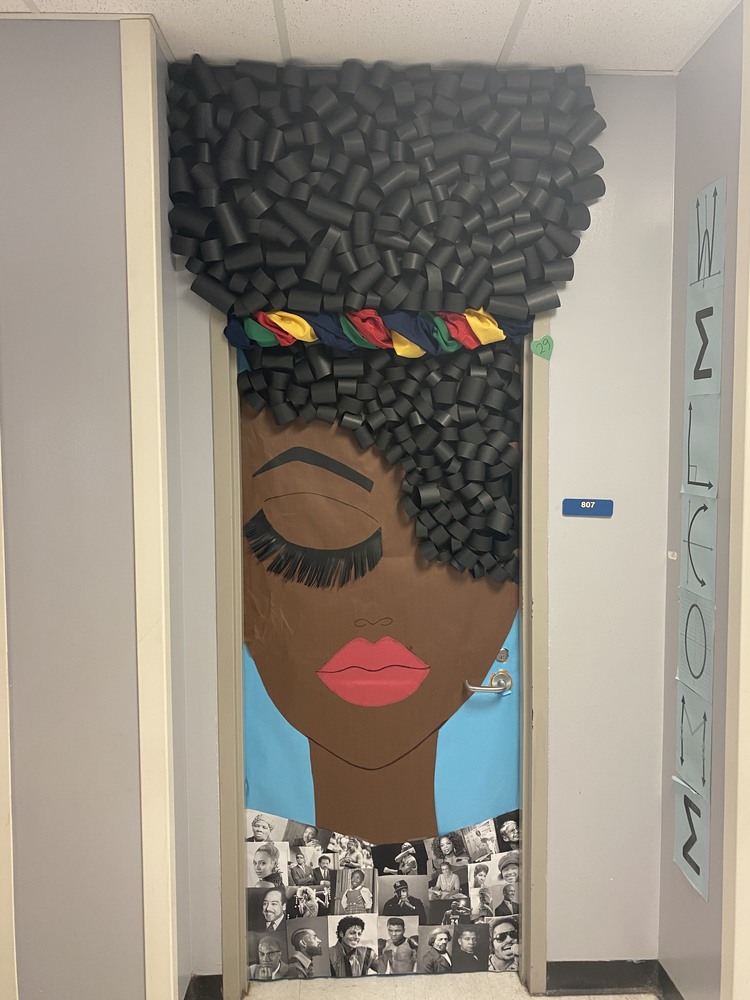 door decorated for black history month