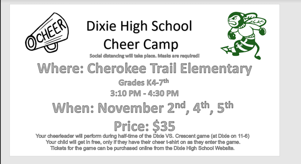Dixie High School Cheer Camp Information