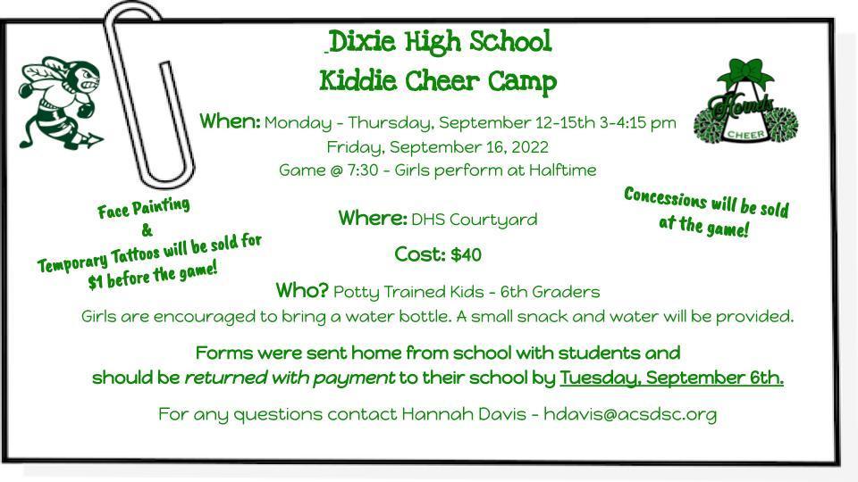 Dixie High School Kiddie Cheer Camp