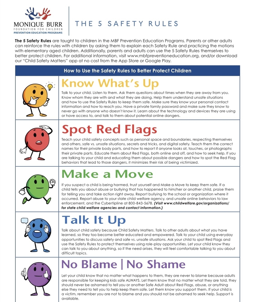 The 5 Safety Rules John C Calhoun Elementary School