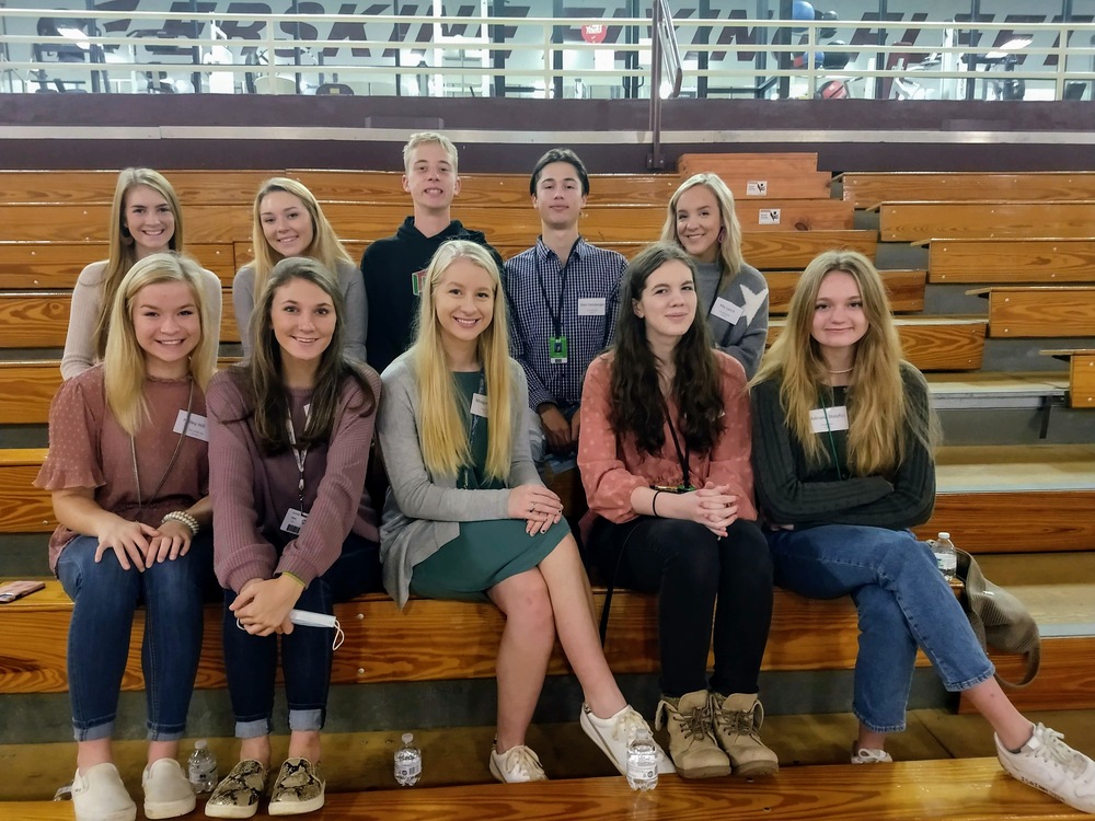 Teacher cadet students sitting on bleachers at Erskine College