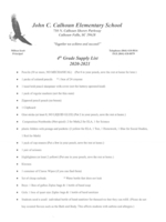 4th Grade Supply List