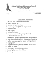 3rd Grade Supply List