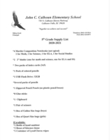 5th Grade Supply List