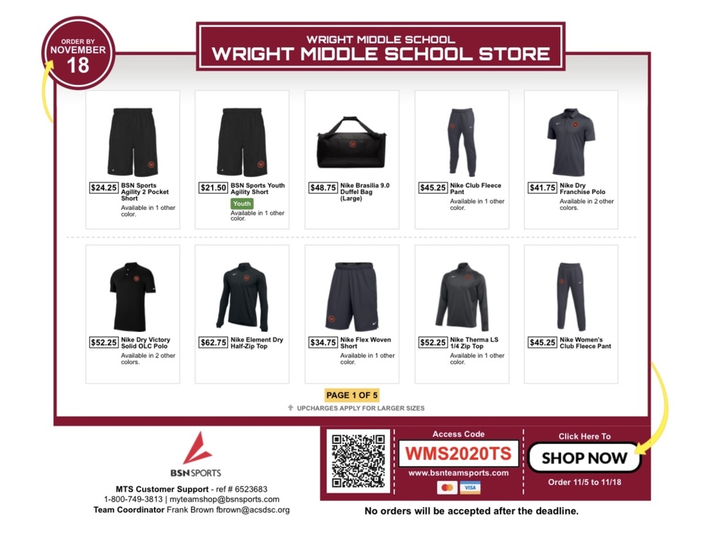 BSN Team Store Flyer Page 1