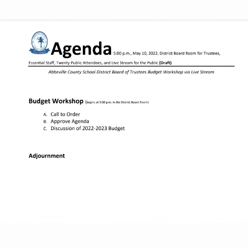 May 10 agenda