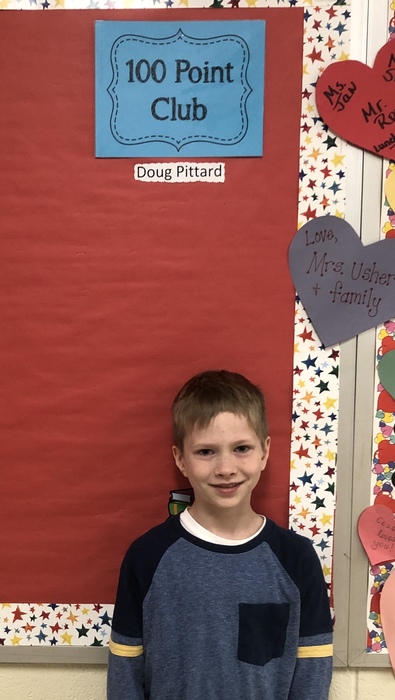 Doug Pittard, 2nd grader at JCCE, earned his way to the 100 point club for the Accelerated Reader program