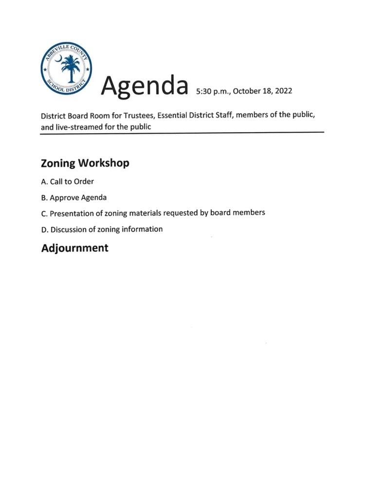 October 18 agenda