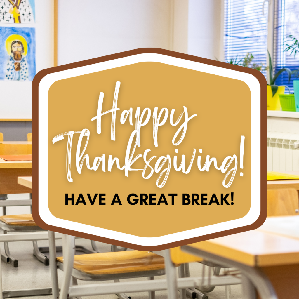 text that reads happy thanksgiving on top of school desks