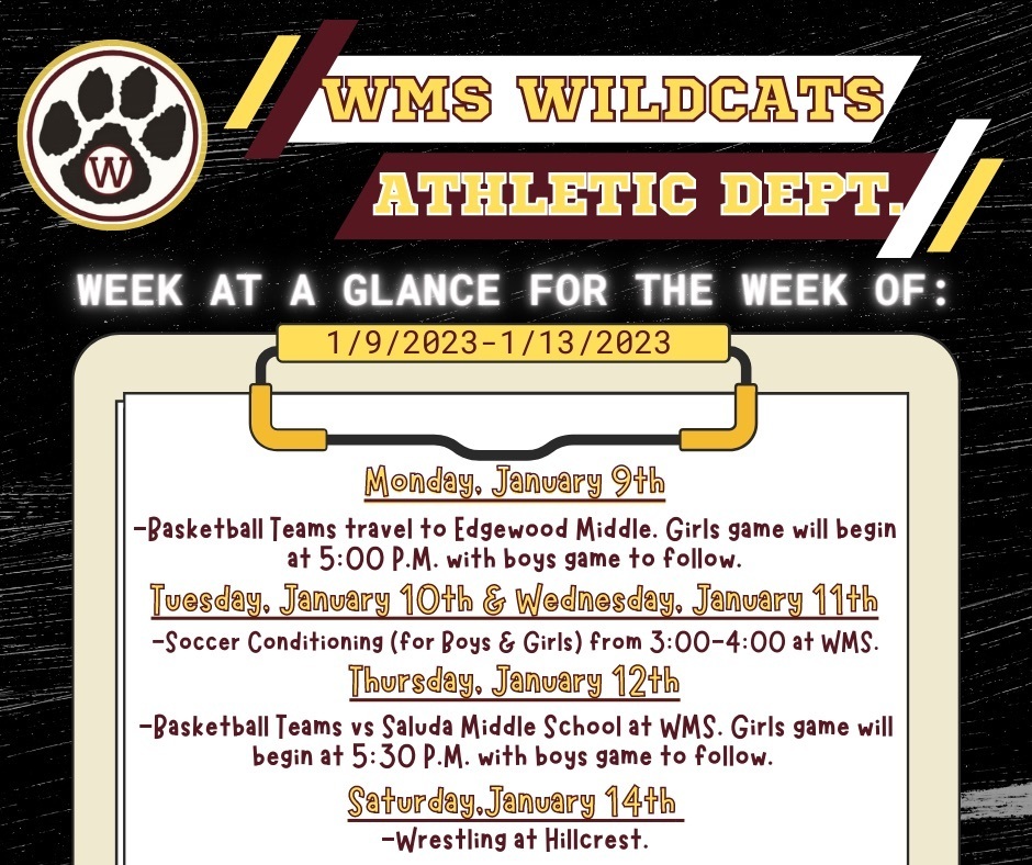 Athletic Week at a Glance