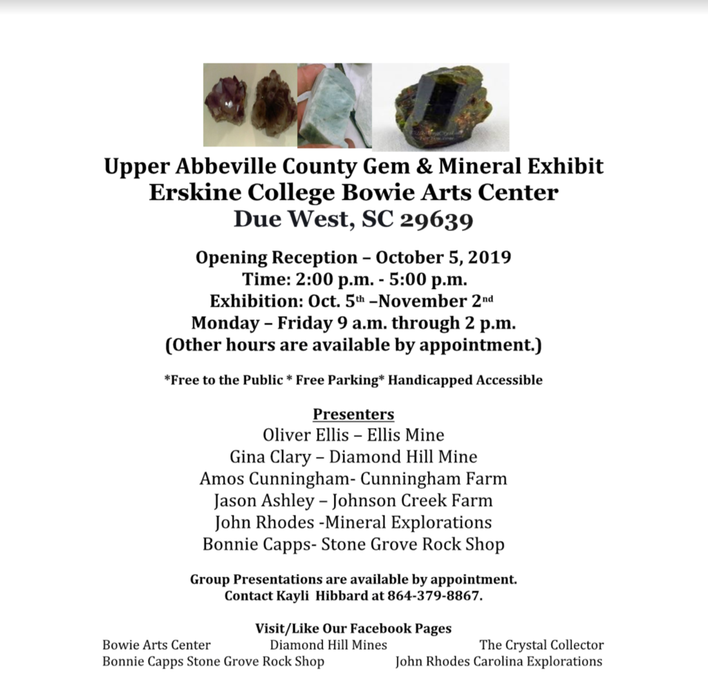 Abbeville County Gem and Mineral Exhibit flyer
