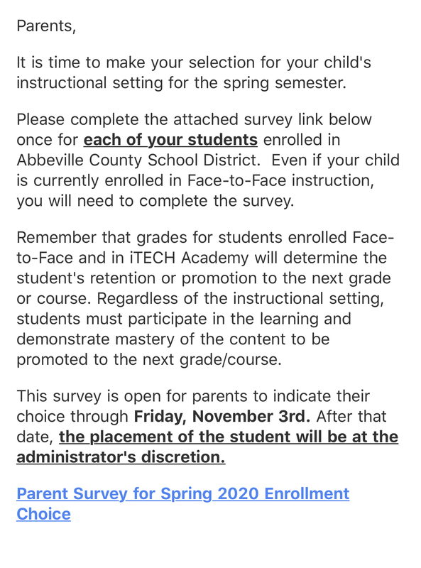 Spring 2020 enrollment choice